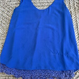 Naked Zebra Royal Blue Camisole with Lace Hem